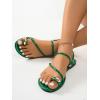 imageVerdusa Womens Metallic Open Toe Thong Sandals Summer Strappy Flat SandalsGreen