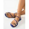 imageVerdusa Womens Metallic Open Toe Thong Sandals Summer Strappy Flat SandalsRoyal Blue