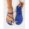 imageVerdusa Womens Metallic Open Toe Thong Sandals Summer Strappy Flat SandalsRoyal Blue