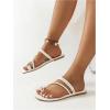 imageVerdusa Womens Metallic Open Toe Thong Sandals Summer Strappy Flat SandalsWhite