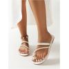 imageVerdusa Womens Metallic Open Toe Thong Sandals Summer Strappy Flat SandalsWhite