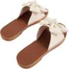 imageVerdusa Womens Open Toe Flat Sandals Bow Knot Slides Leather Summer SlippersBeige