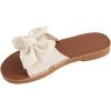 imageVerdusa Womens Open Toe Flat Sandals Bow Knot Slides Leather Summer SlippersBeige
