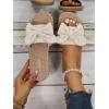 imageVerdusa Womens Open Toe Flat Sandals Bow Knot Slides Leather Summer SlippersBeige Rib
