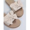 imageVerdusa Womens Open Toe Flat Sandals Bow Knot Slides Leather Summer SlippersBeige Rib