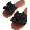 imageVerdusa Womens Open Toe Flat Sandals Bow Knot Slides Leather Summer SlippersBlack