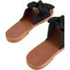 imageVerdusa Womens Open Toe Flat Sandals Bow Knot Slides Leather Summer SlippersBlack