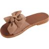 imageVerdusa Womens Open Toe Flat Sandals Bow Knot Slides Leather Summer SlippersBrown