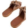 imageVerdusa Womens Open Toe Flat Sandals Bow Knot Slides Leather Summer SlippersBrown