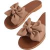 imageVerdusa Womens Open Toe Flat Sandals Bow Knot Slides Leather Summer SlippersBrown