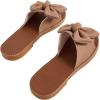 imageVerdusa Womens Open Toe Flat Sandals Bow Knot Slides Leather Summer SlippersBrown