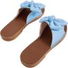 imageVerdusa Womens Open Toe Flat Sandals Bow Knot Slides Leather Summer SlippersLight Blue
