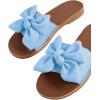 imageVerdusa Womens Open Toe Flat Sandals Bow Knot Slides Leather Summer SlippersLight Blue
