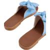 imageVerdusa Womens Open Toe Flat Sandals Bow Knot Slides Leather Summer SlippersLight Blue