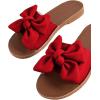 imageVerdusa Womens Open Toe Flat Sandals Bow Knot Slides Leather Summer SlippersRed