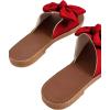 imageVerdusa Womens Open Toe Flat Sandals Bow Knot Slides Leather Summer SlippersRed