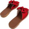 imageVerdusa Womens Open Toe Flat Sandals Bow Knot Slides Leather Summer SlippersRed