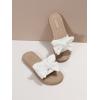 imageVerdusa Womens Open Toe Flat Sandals Bow Knot Slides Leather Summer SlippersWhite Rib