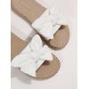 imageVerdusa Womens Open Toe Flat Sandals Bow Knot Slides Leather Summer SlippersWhite Rib