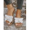 imageVerdusa Womens Open Toe Flat Sandals Bow Knot Slides Leather Summer SlippersWhite Rib