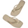 imageVerdusa Womens TStrap Thong Flat Sandals Square Toe Slip On Flip FlopsApricot