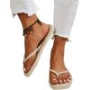 imageVerdusa Womens TStrap Thong Flat Sandals Square Toe Slip On Flip FlopsApricot