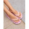 imageVerdusa Womens TStrap Thong Flat Sandals Square Toe Slip On Flip FlopsBow Pink