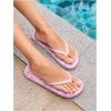 imageVerdusa Womens TStrap Thong Flat Sandals Square Toe Slip On Flip FlopsBow Pink