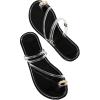 imageVerdusa Womens Metallic Open Toe Thong Sandals Summer Strappy Flat SandalsBlack Transparent