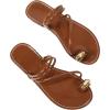 imageVerdusa Womens Metallic Open Toe Thong Sandals Summer Strappy Flat SandalsBrown