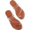 imageVerdusa Womens Metallic Open Toe Thong Sandals Summer Strappy Flat SandalsBrown Transparent