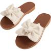 imageVerdusa Womens Open Toe Flat Sandals Bow Knot Slides Leather Summer SlippersBeige