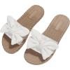 imageVerdusa Womens Open Toe Flat Sandals Bow Knot Slides Leather Summer SlippersWhite Rib