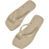imageVerdusa Womens TStrap Thong Flat Sandals Square Toe Slip On Flip FlopsApricot