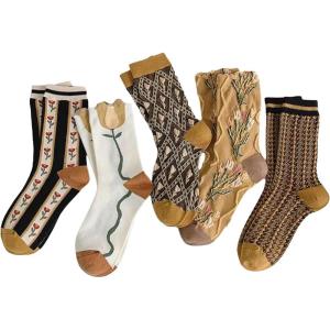 imageVerdusa Womens 5 Pairs Casual Breathable Knit Socks Warm Winter Crew Socks