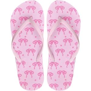 imageVerdusa Womens TStrap Thong Flat Sandals Square Toe Slip On Flip FlopsBow Pink