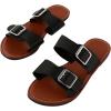 imageVerdusa Womens Buckle Sandals Summer Slides Open Toe Beach Outdoor Sandal ShoesBlack Brown