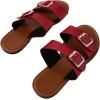 imageVerdusa Womens Buckle Sandals Summer Slides Open Toe Beach Outdoor Sandal ShoesRedBrown