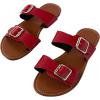 imageVerdusa Womens Buckle Sandals Summer Slides Open Toe Beach Outdoor Sandal ShoesRedBrown