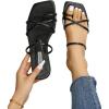 imageVerdusa Womens Criss Cross Strappy Flat Sandals Open Toe Leather Slippers Beach SandalsBlack