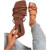 imageVerdusa Womens Criss Cross Strappy Flat Sandals Open Toe Leather Slippers Beach SandalsBrown