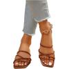 imageVerdusa Womens Criss Cross Strappy Flat Sandals Open Toe Leather Slippers Beach SandalsBrown