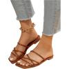 imageVerdusa Womens Criss Cross Strappy Flat Sandals Open Toe Leather Slippers Beach SandalsBrown