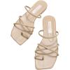imageVerdusa Womens Criss Cross Strappy Flat Sandals Open Toe Leather Slippers Beach SandalsKhaki