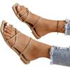 imageVerdusa Womens Criss Cross Strappy Flat Sandals Open Toe Leather Slippers Beach SandalsKhaki