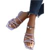 imageVerdusa Womens Criss Cross Strappy Flat Sandals Open Toe Leather Slippers Beach SandalsPurple