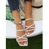 imageVerdusa Womens Criss Cross Strappy Flat Sandals Open Toe Leather Slippers Beach SandalsWhite