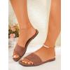 imageVerdusa Womens Open Toe Sandals Summer Square Toe Flip Flops Beach FlatsDark Brown