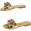 imageVerdusa Womens Slip On Flat Sandals Metallic Flat Summer SandalsGold