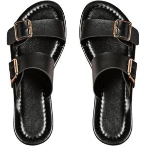 imageVerdusa Womens Buckle Sandals Summer Slides Open Toe Beach Outdoor Sandal ShoesBlack